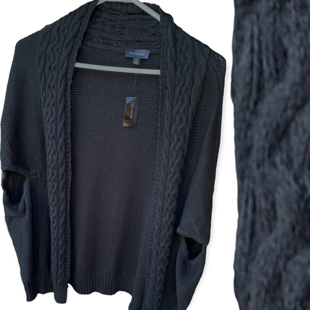 NWT The Limited Black Sweater Cape a size S  looks gray in photo its black